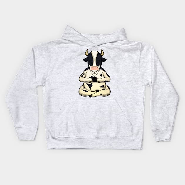 cow yoga animal cute and funny meditation Kids Hoodie by the house of parodies